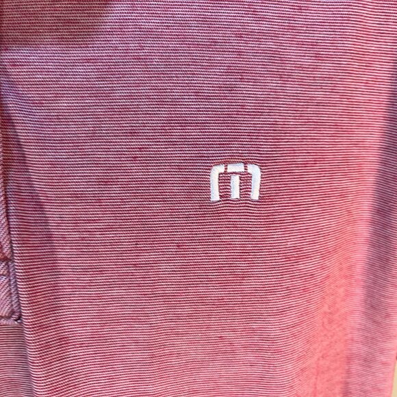 Travis Mathew Men's red and white striped short sleeve golf polo shirt Medium M - Picture 3 of 6